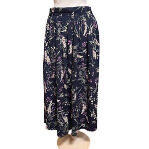 Dress Barn Y2K Floral Maxi Skirt 14/16 Navy Dark Fairy Cottage Office Career